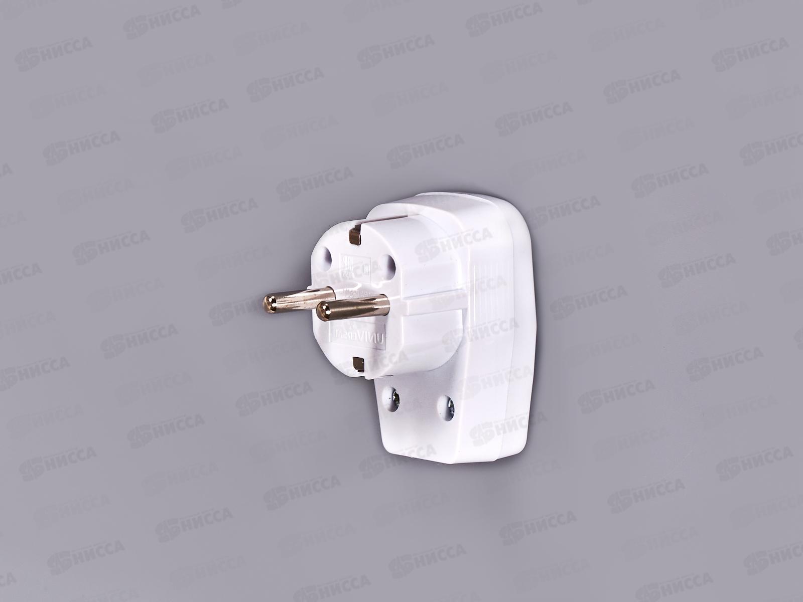 Вилка UNIVersal с заземлением с выкл., 16А, 250B, белая,0056