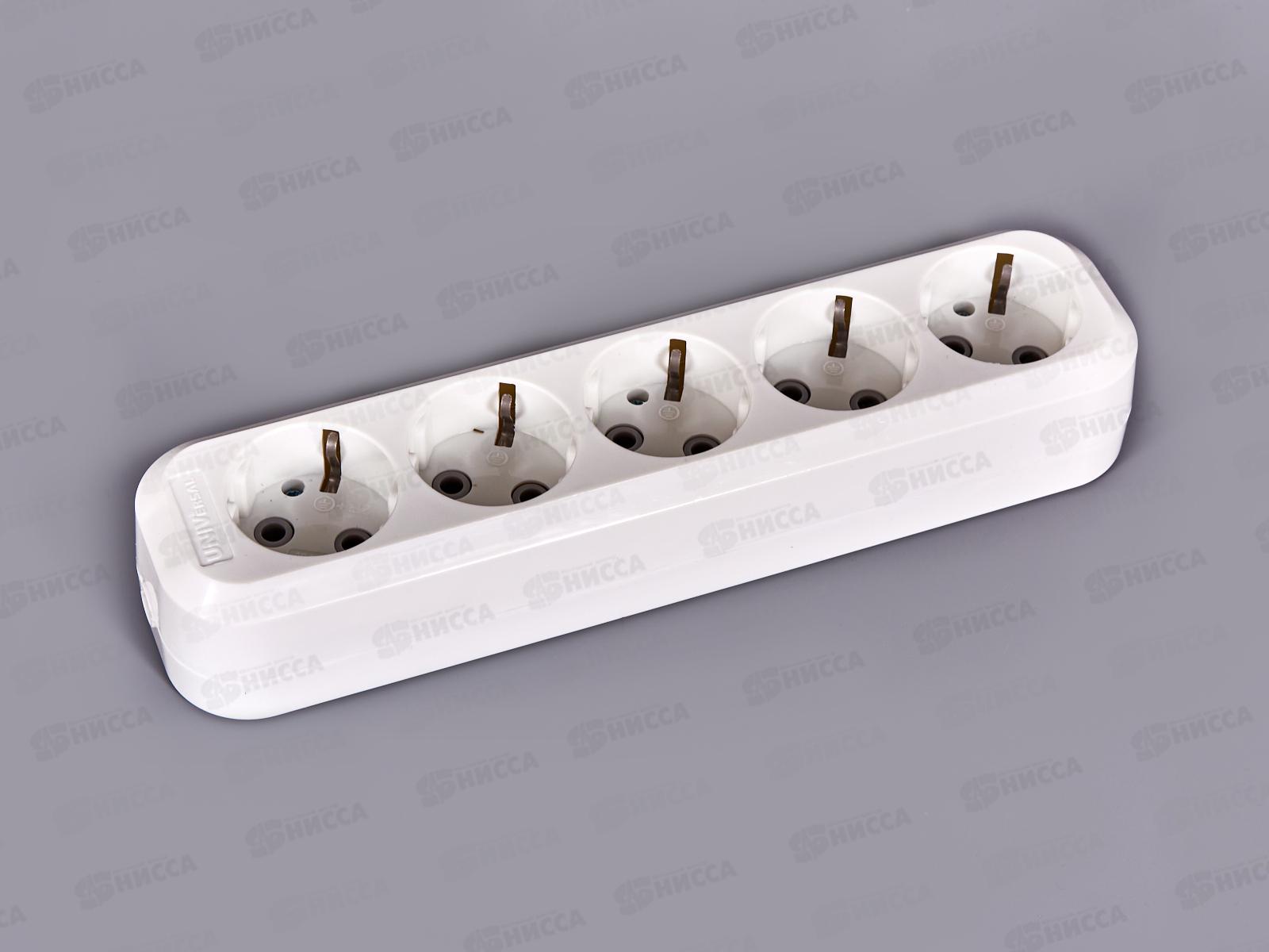 Колодка UNIVersal с заземлением 5 гнезд АБС-пластик, Е305