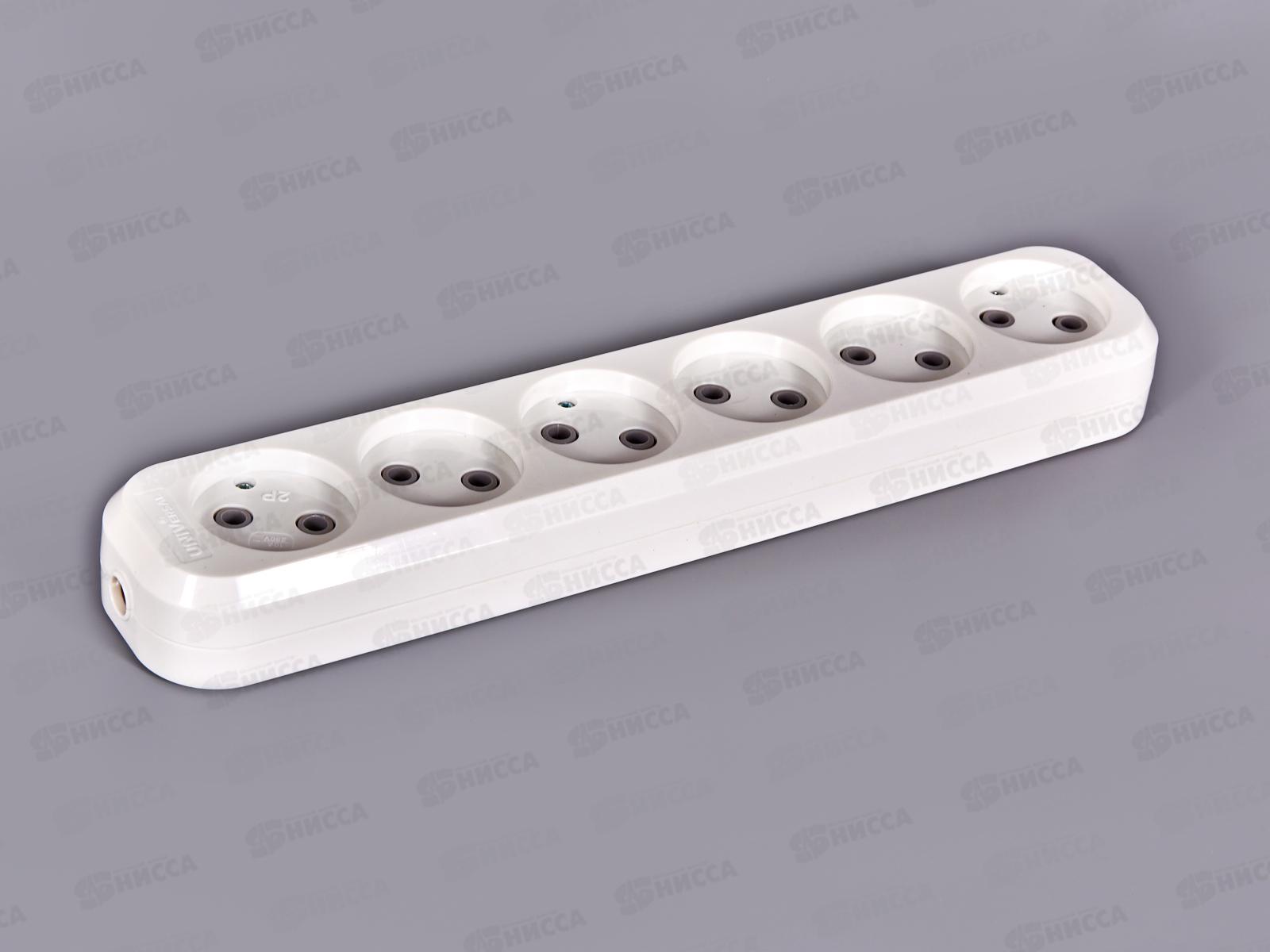 Колодка UNIVersal без заземления 6 гнезд АБС-пластик, Е206