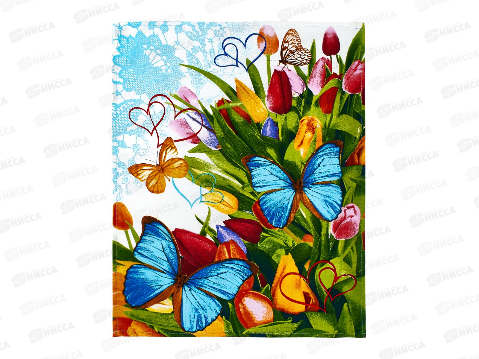 Полотенце из рогожки 60*45 Цветник, в ассортименте