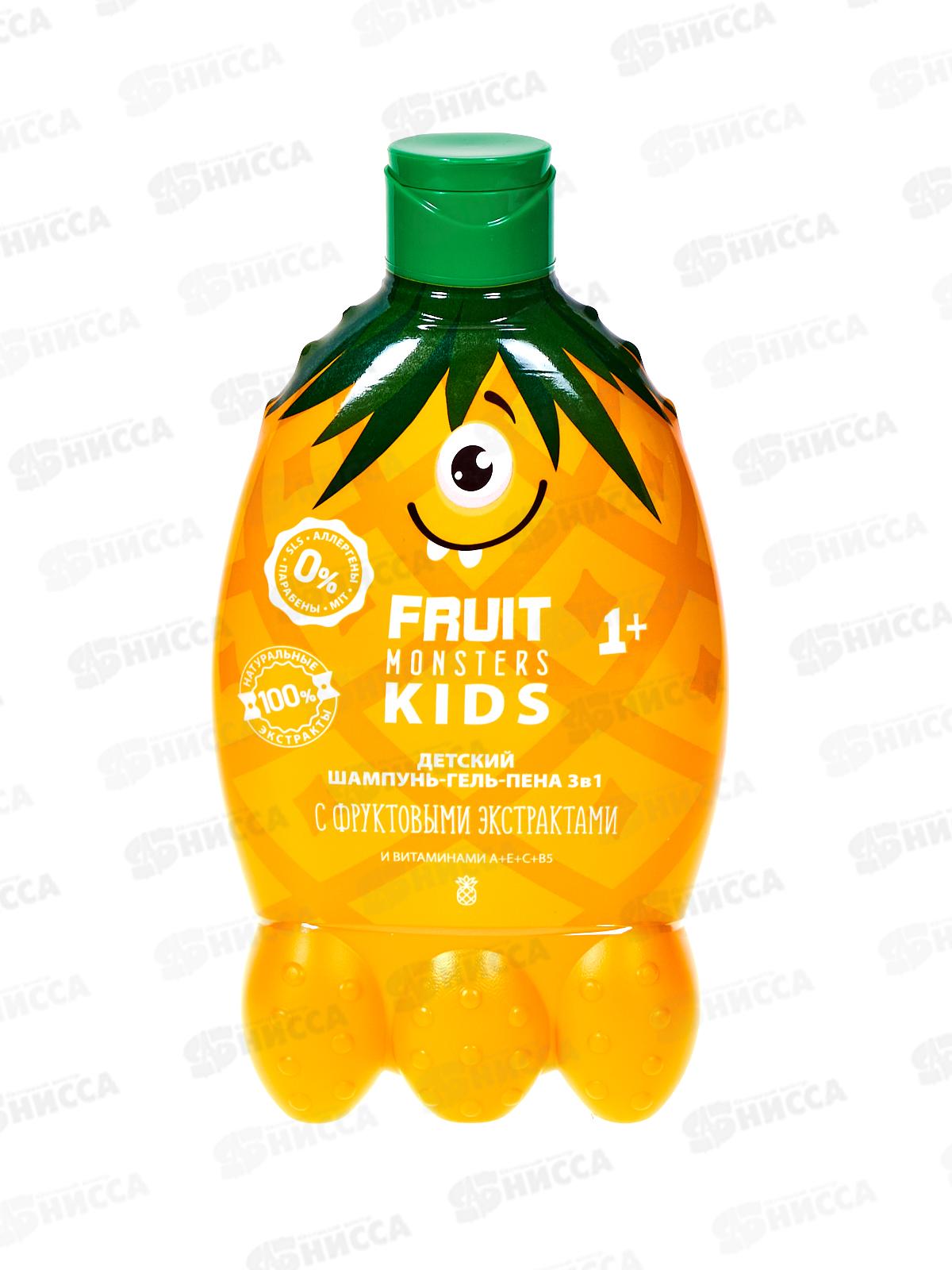 Фрутомонстры Шампунь-гель-пена 3в1 Ананас 400мл *6