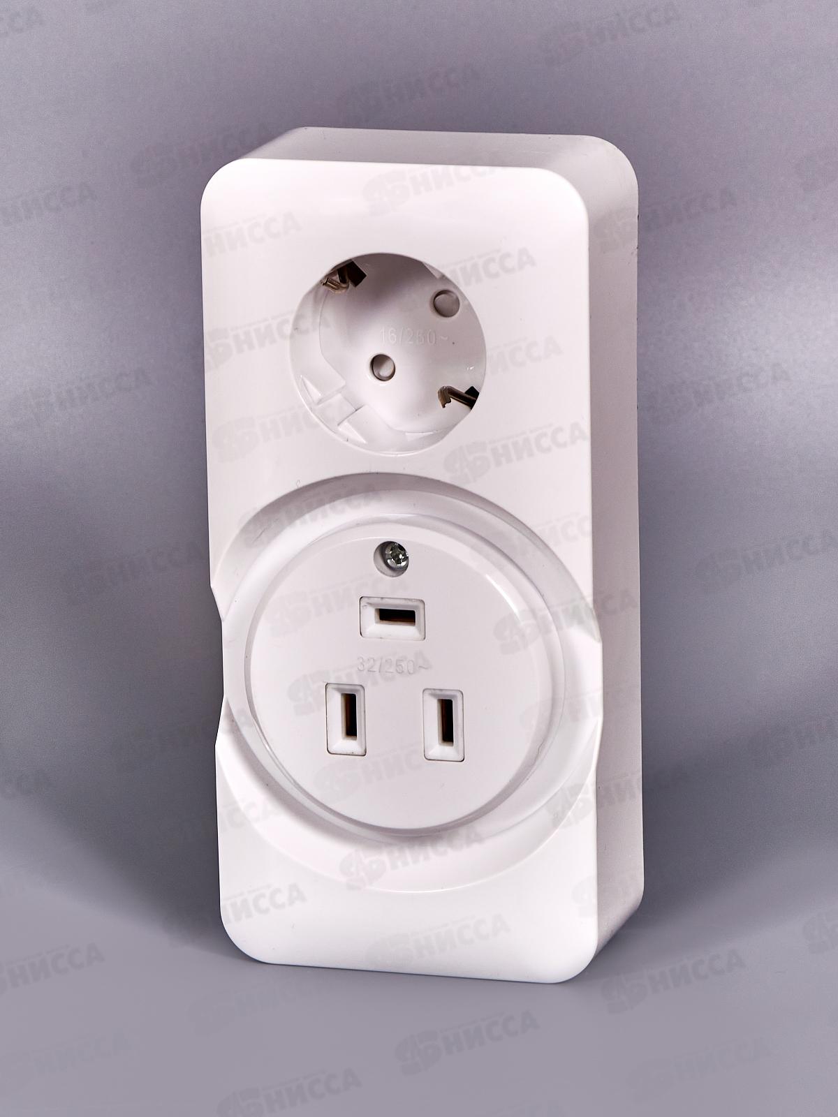 Розетка двойная UNIVersal (для плит 32А+розетка с/з) белая,5310