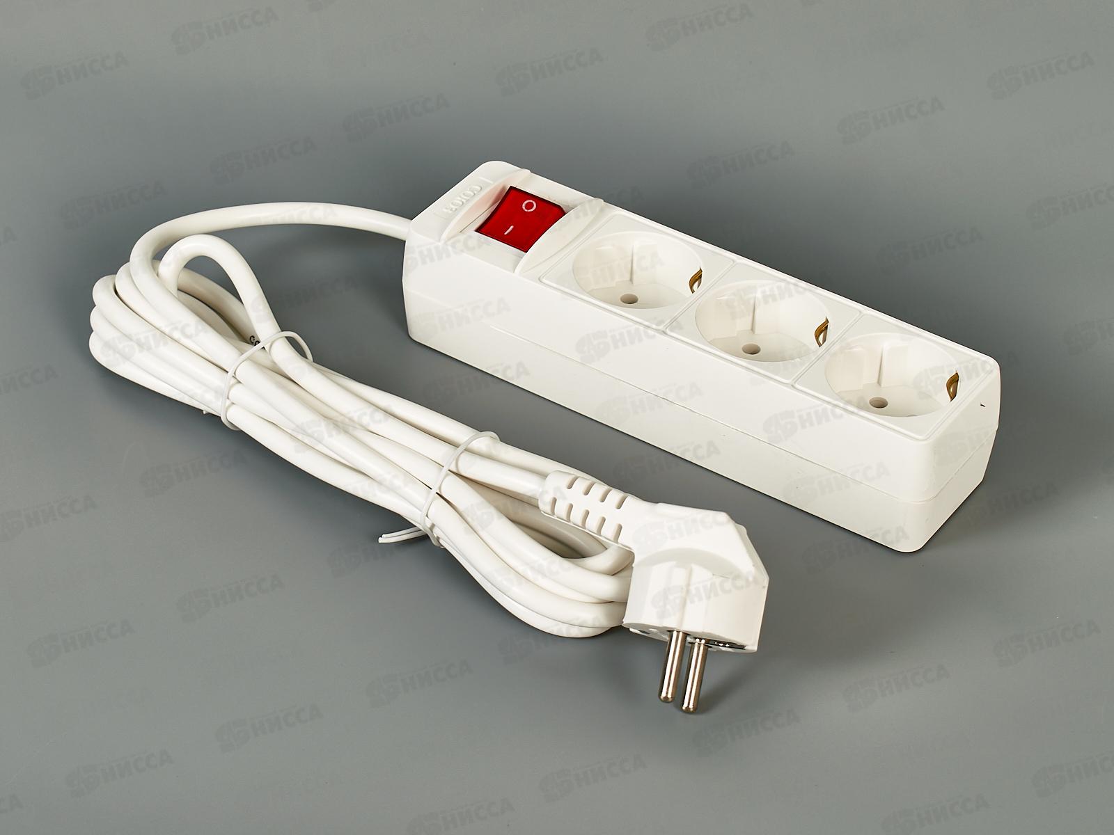 Удлинитель бытово СОЮЗ 2200ВТ 3гн. ПВС , с/pз, выкл, 3 м, 481S-7303