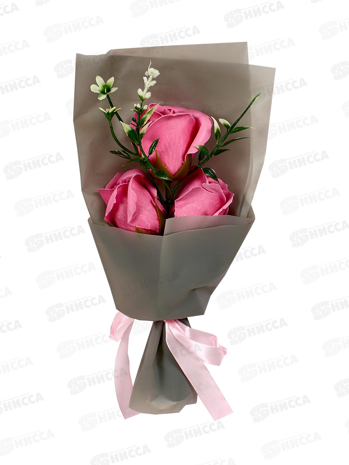 Букет мыльный из 3 розовых роз 6962344