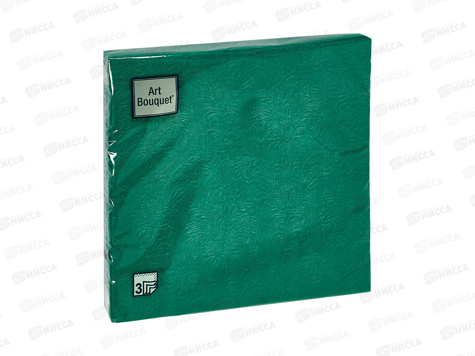 Салфетки 3 слойные 16 листов 33*33 Art Bouquet Барокко Темно-зеленые,37552*12