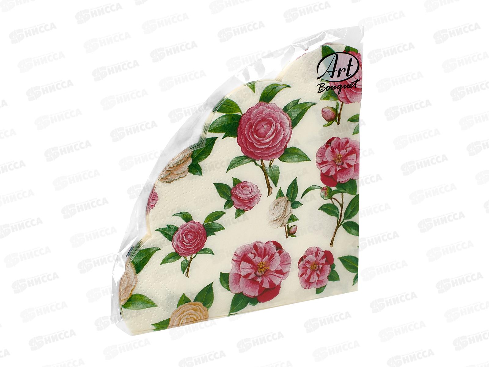 Салфетки 3 слойные 12 листов Ф32см Art Bouquet Нежные розы  25287 *15