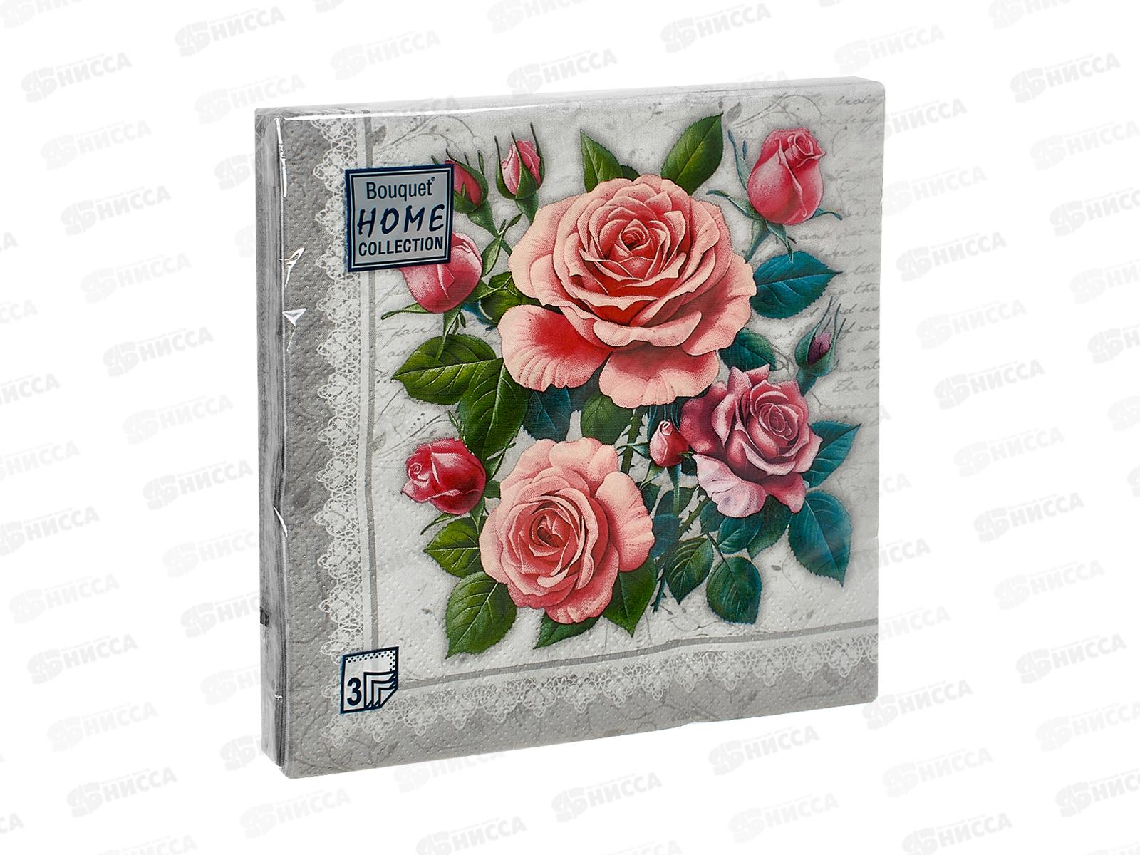 Салфетки 3 слойные 20 листов 33*33 Art Bouquet Розы в рамке 25292 *12