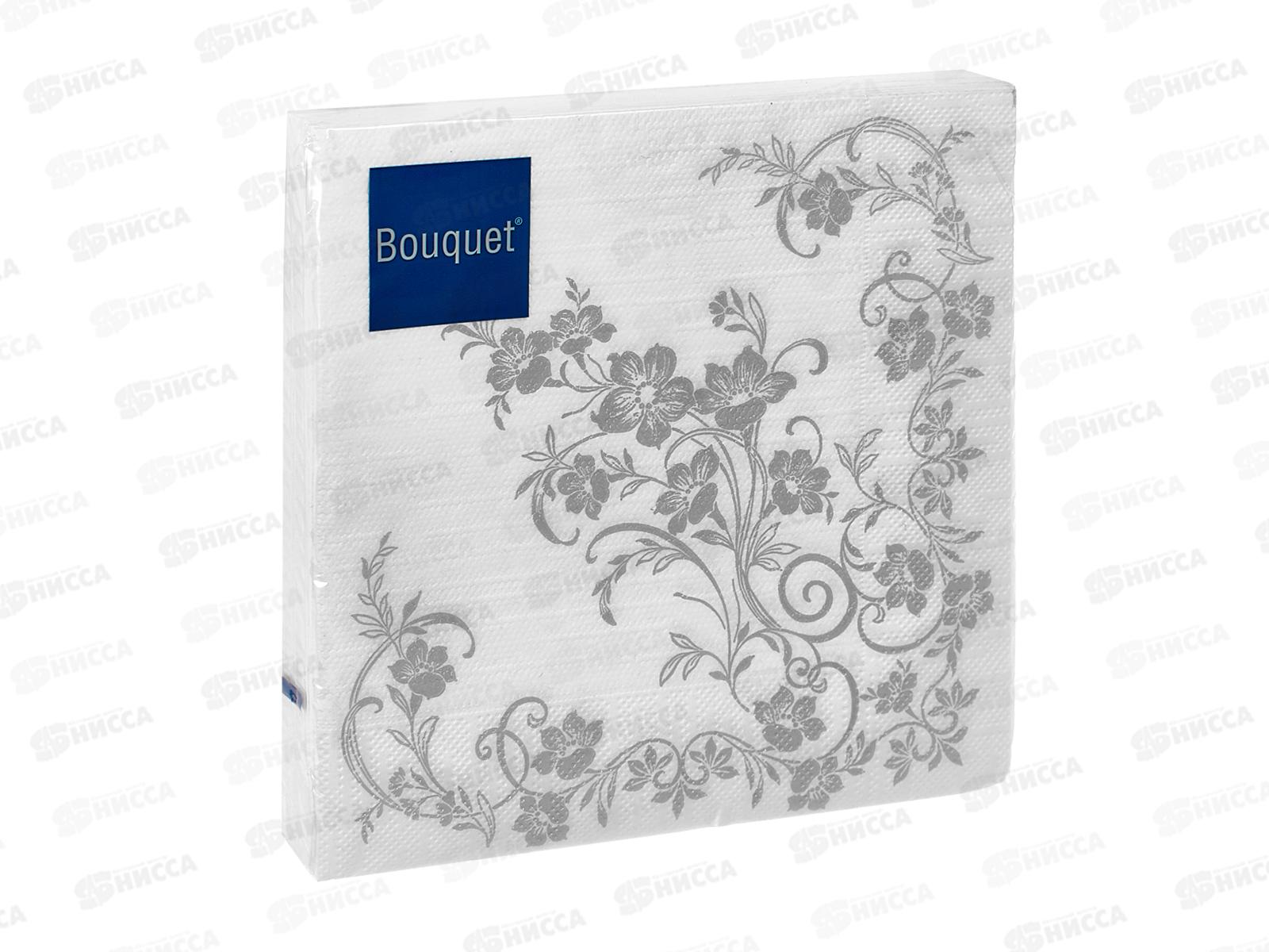 Салфетки 3 слойные 20 листов 33*33 Art Bouquet Серебряный цветок 25235 *12