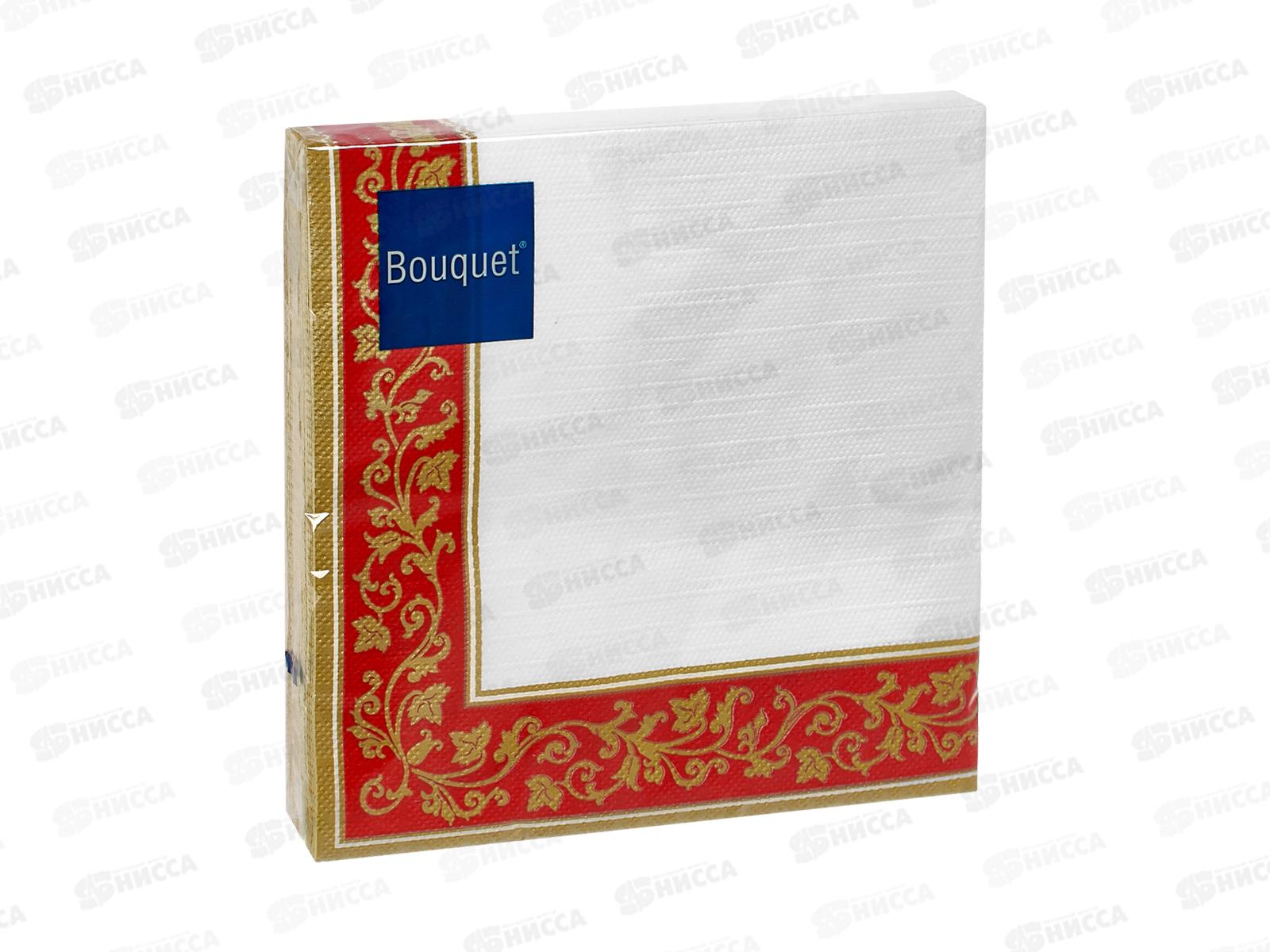 Салфетки 3 слойные 20 листов 33*33 Art Bouquet Золотые узоры на красном фоне 57414 *12