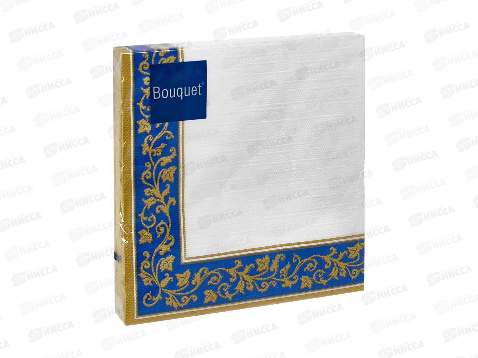 Салфетки 3 слойные 20 листов 33*33 Art Bouquet Золотые узоры на синем фоне 57413 *12