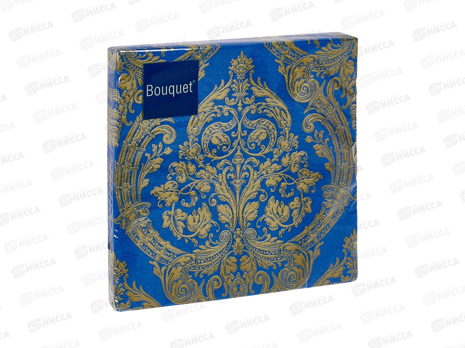 Салфетки 3 слойные 20 листов 33*33 Art Bouquet Royal (золото) на синем 37016*12