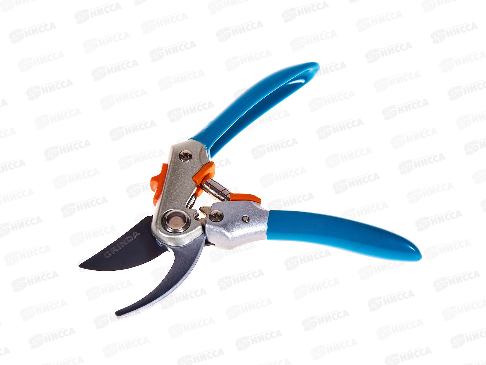 Секатор плоскостной, 200мм, GRINDA P-51, закаленная сталь, шестерённая передача, двухкомпонентные рукоятки, покрытие ПВХ, плоскостной секатор, PROLine, 423451