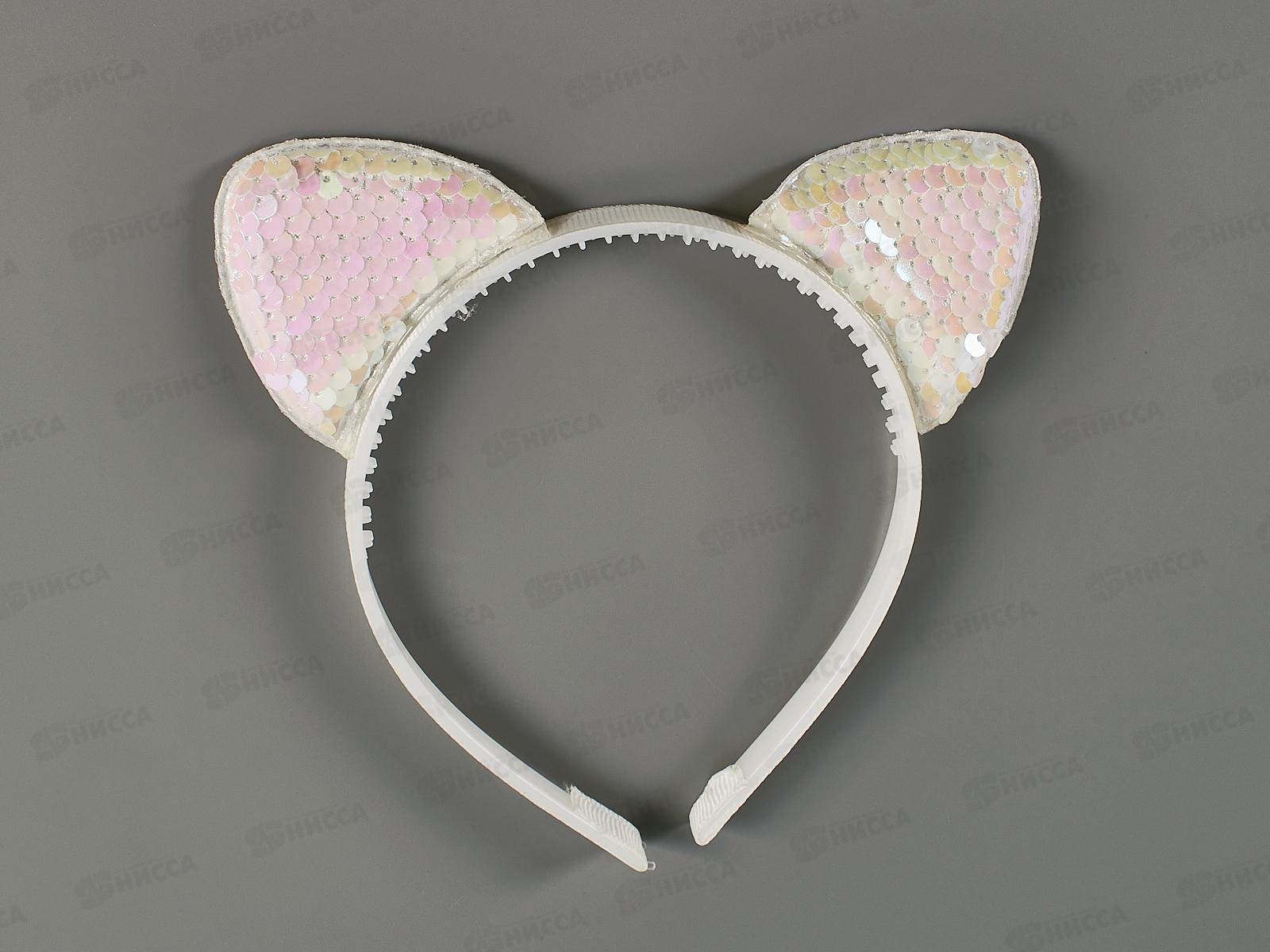 Ободок пластик ткань &quotУшки&quot с блестками №24