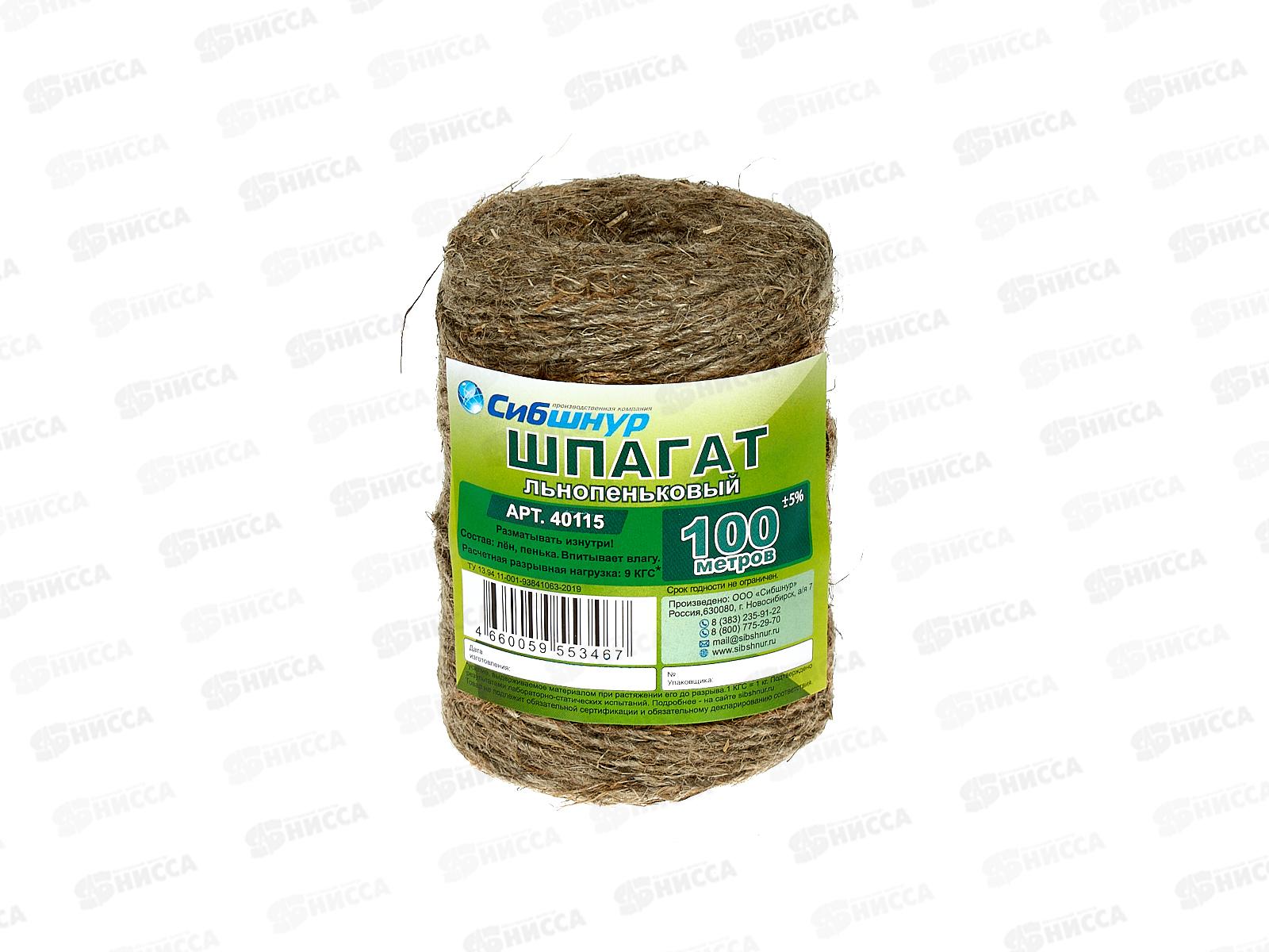 Шпагат льнопеньковый 100м Сибшнур*96