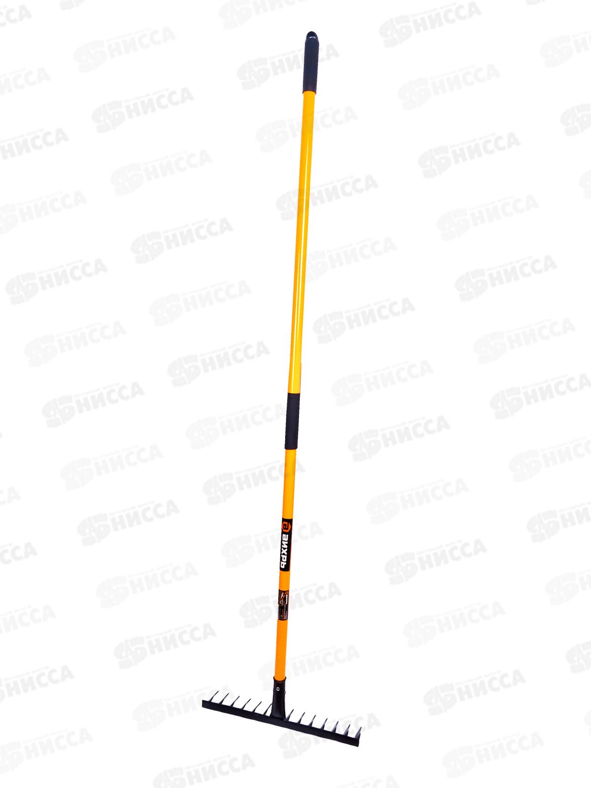 Грабли витые 14 зубьев, сталь, с фиберглассовым черенком, 73/7/1/12