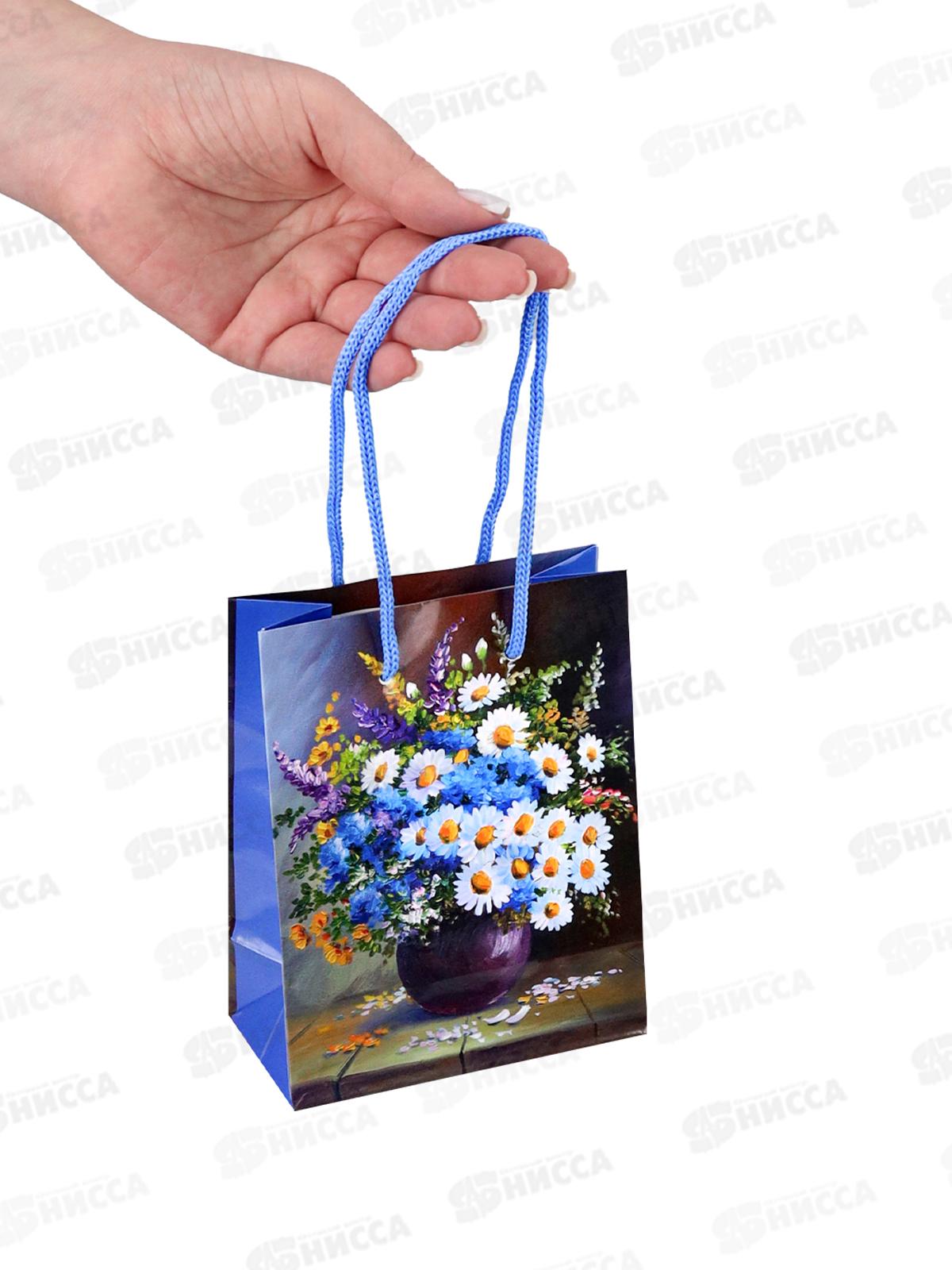 Пакет подарочный MI 11,5х14,5х6см Букет в синих тонах ПКП-1108*12