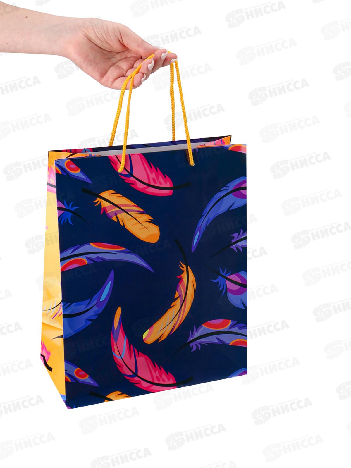 Пакет подарочный MI 26,4х32,7х13,6см Цветастые перышки, ПКП-1138