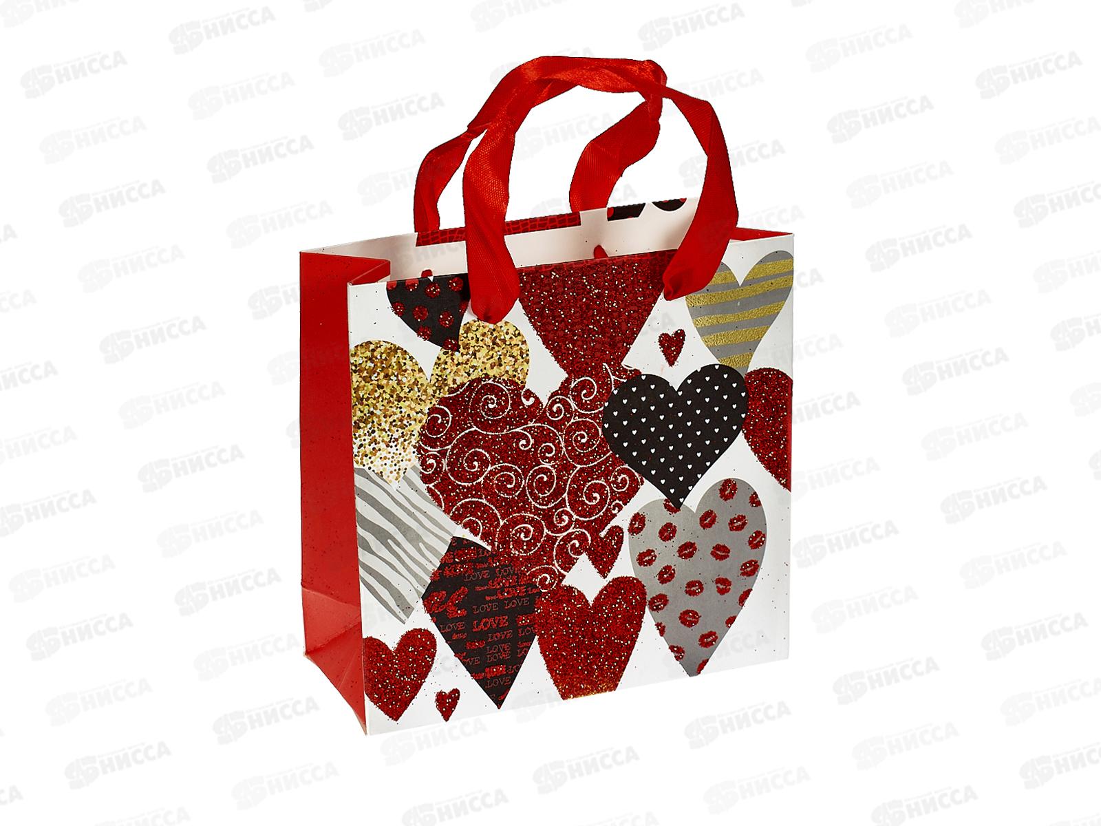 Пакет бумажный люкс 14,5*15 Сердца Р825-100*12