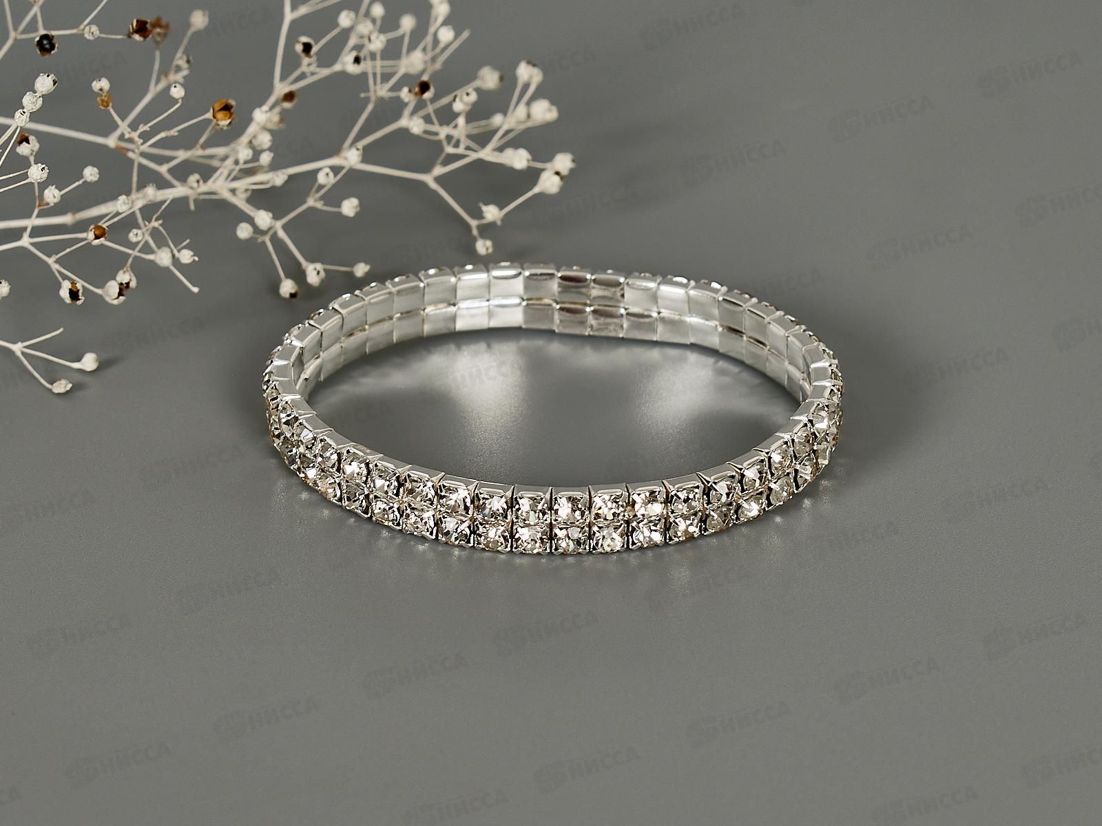 Браслет -резинка бел.стразы 2 ряда №637