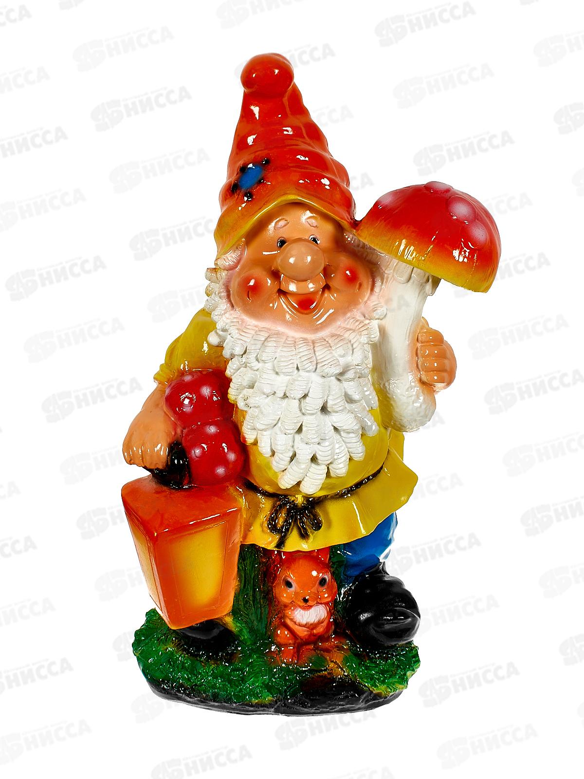 Фигура садовая из гипса &quotГном с грибом&quot большой (580*320мм) арт.211