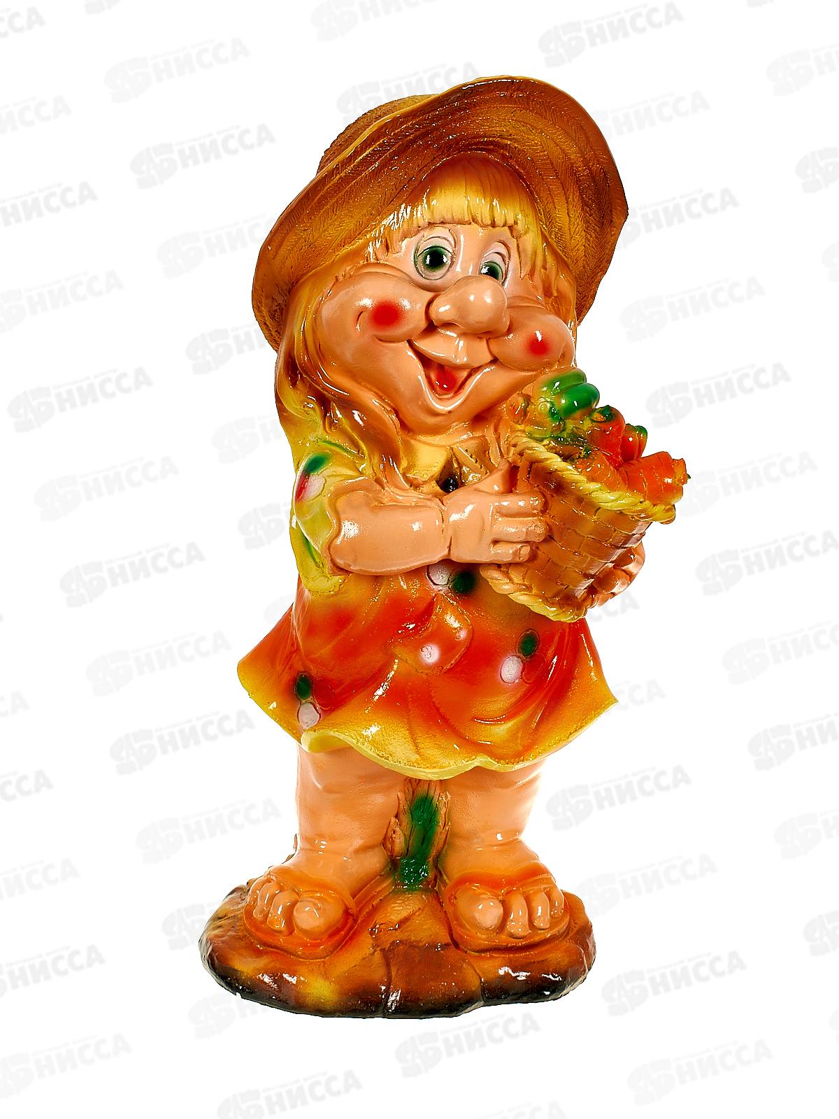 Фигура садовая из гипса "Девочка-Гном в соломенной шляпке" арт.421