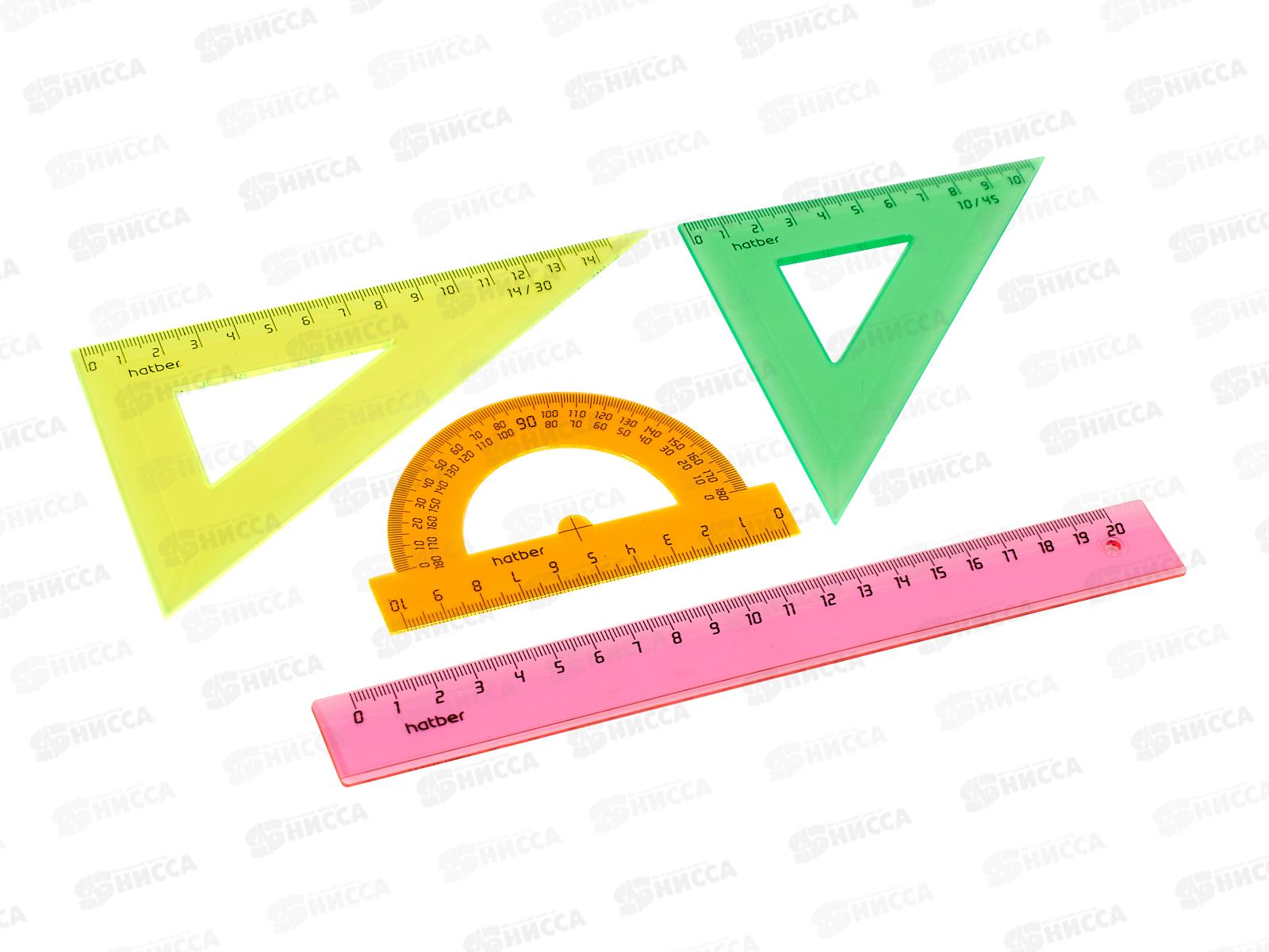 Набор геометр. Hatber средний цветной ассорти 04209 *12