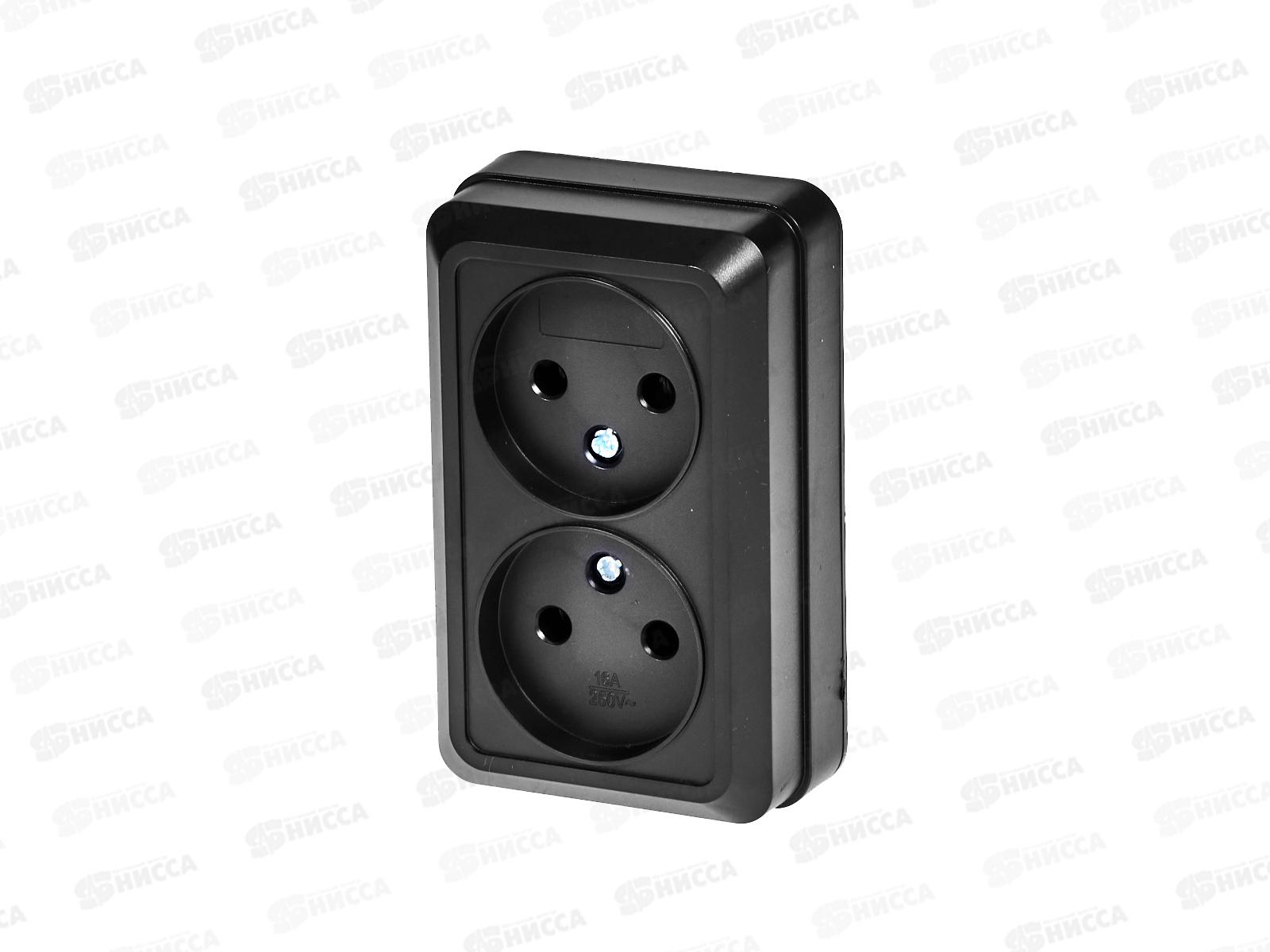 Розетка накладная BOLLETO двойная, черная, 7102B *10