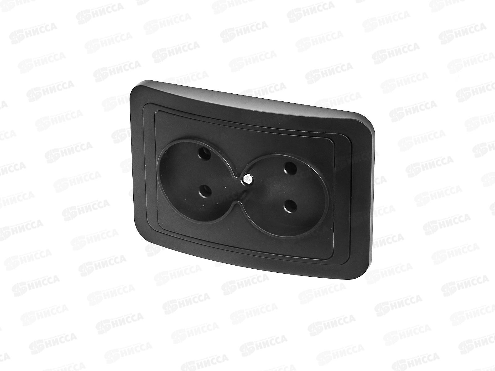 Розетка CLASSICO двойная, скрытой установки, черная, 2102B *10