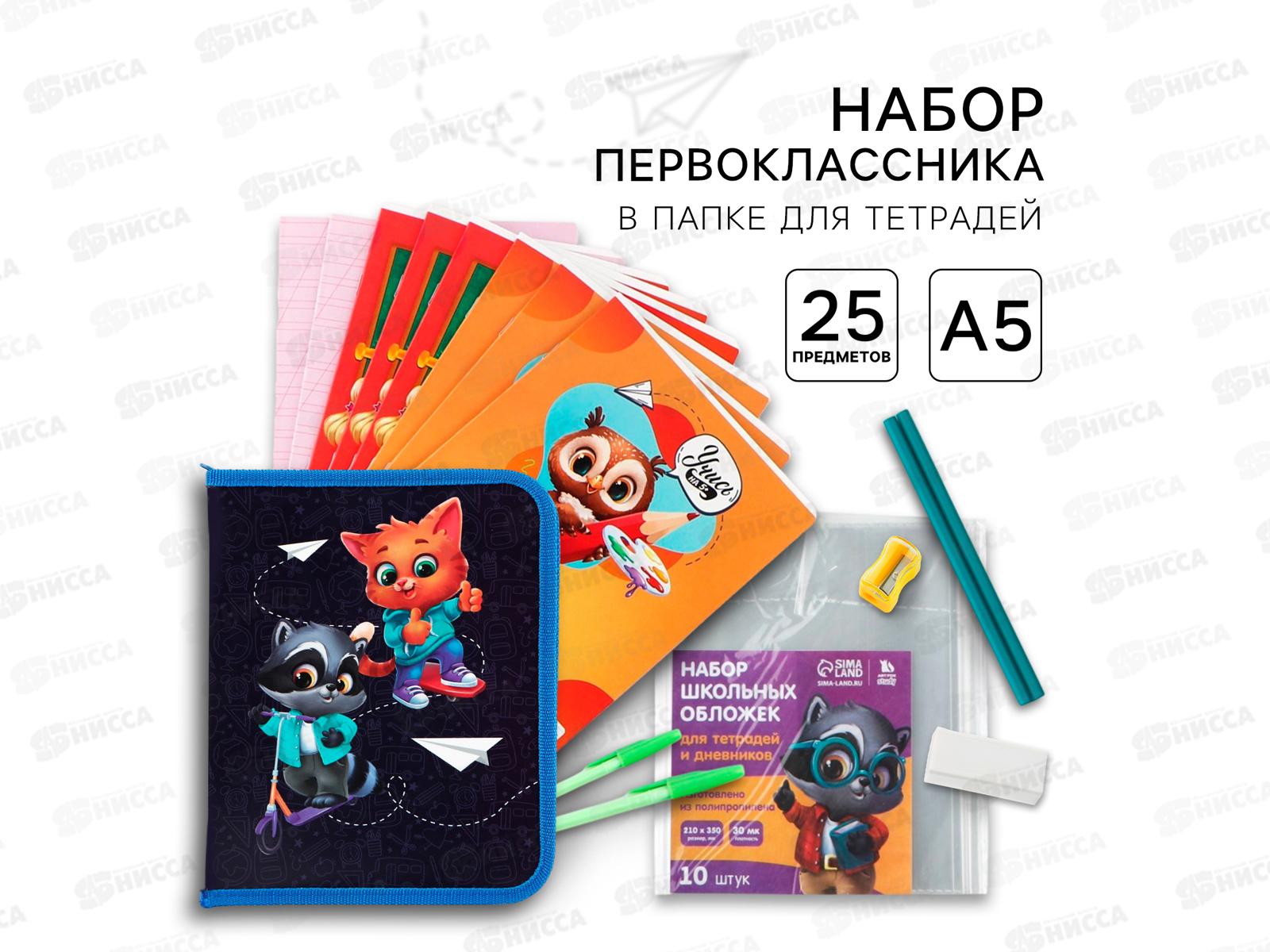 Набор первоклассника 25пр в папке для тетрадей "Учусь на 5+" 10137238