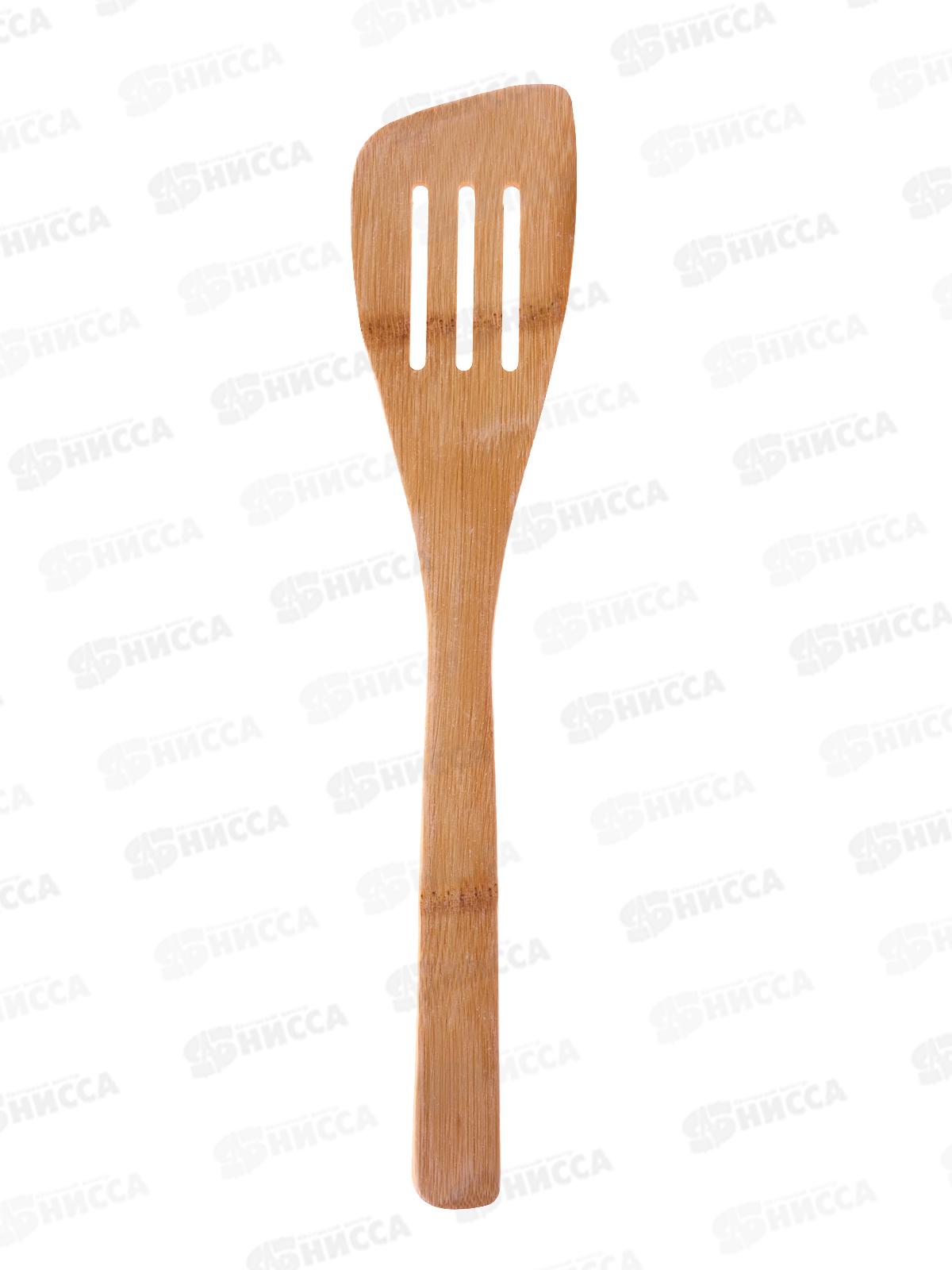 Лопатка кулинарная бамбук 30см №4 с прорезями КТ-ЛК-04
