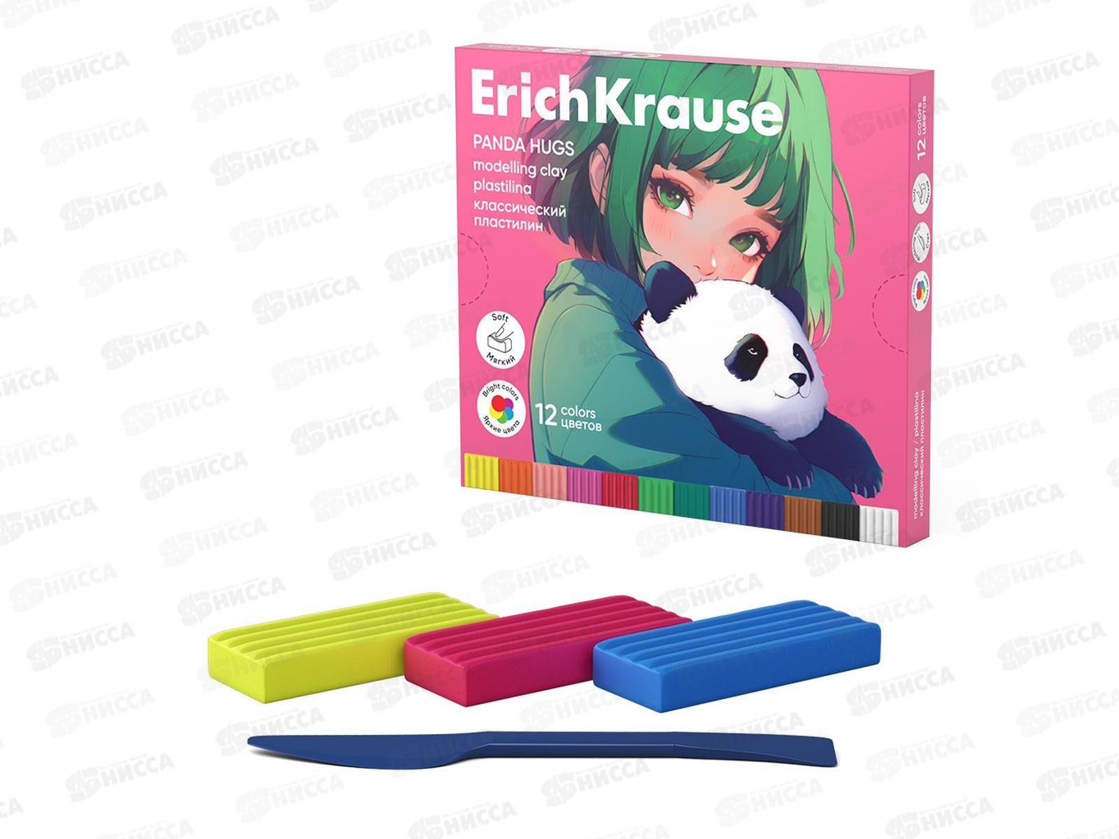Пластилин 12цв 180г EK Panda Hugs, 62976  *8/120