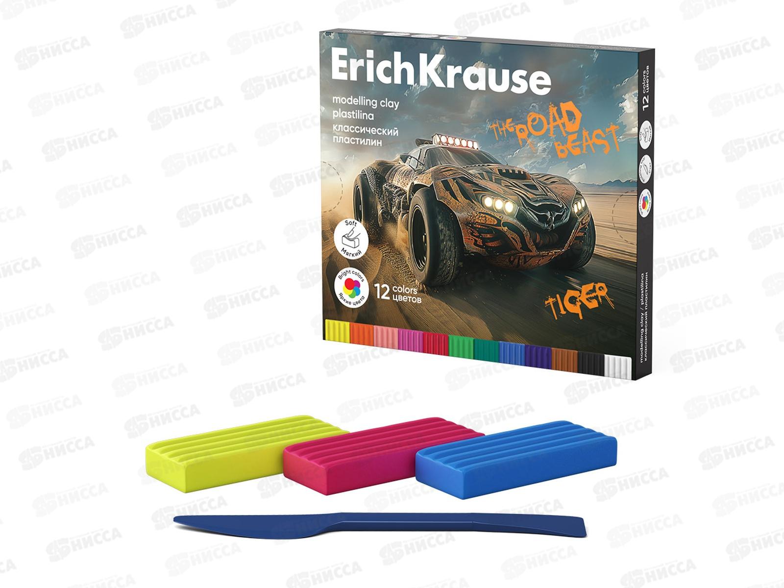 Пластилин 12цв 180г EK Road Beast, 62977  *8/120