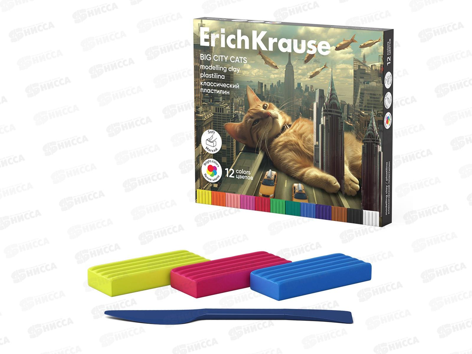Пластилин 12цв 180г EK Big City Cats, 62978  *8/120
