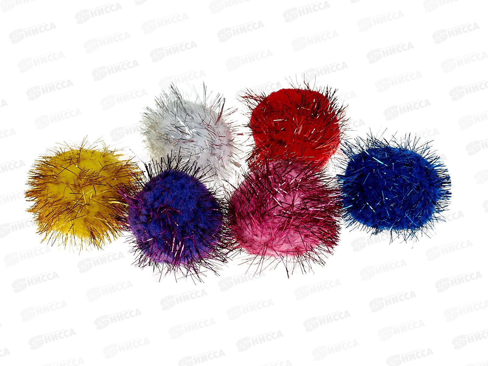 Помпоны АЛЬТ блест., 50мм,6шт. 6цв, 2-200/13 *12