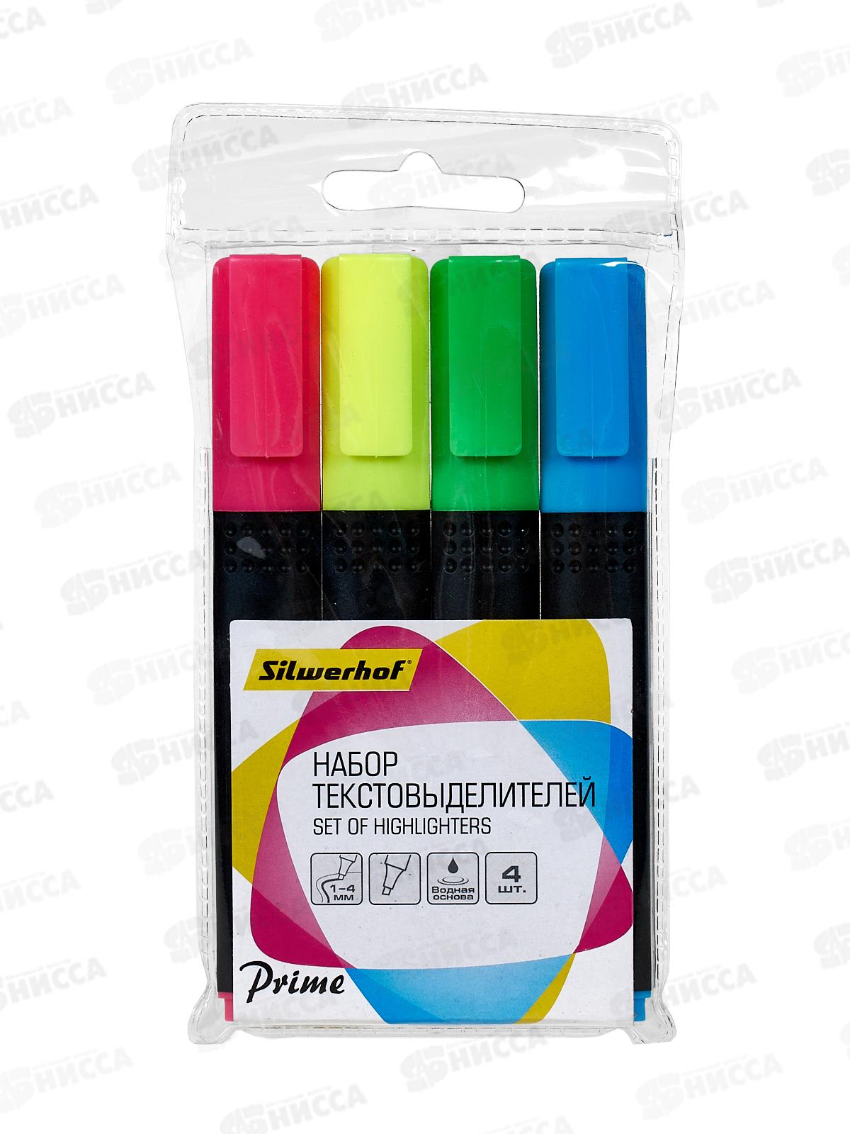 Маркеры SILWERHOF Prime текст.скош.,1-4мм, 4цв.,асс.*12/144