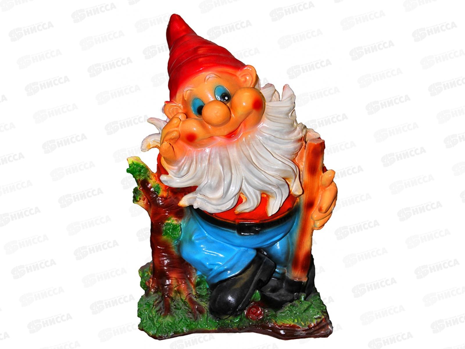 Фигура садовая из гипса &quotГном с киркой у пня&quot (480*330мм) арт.133