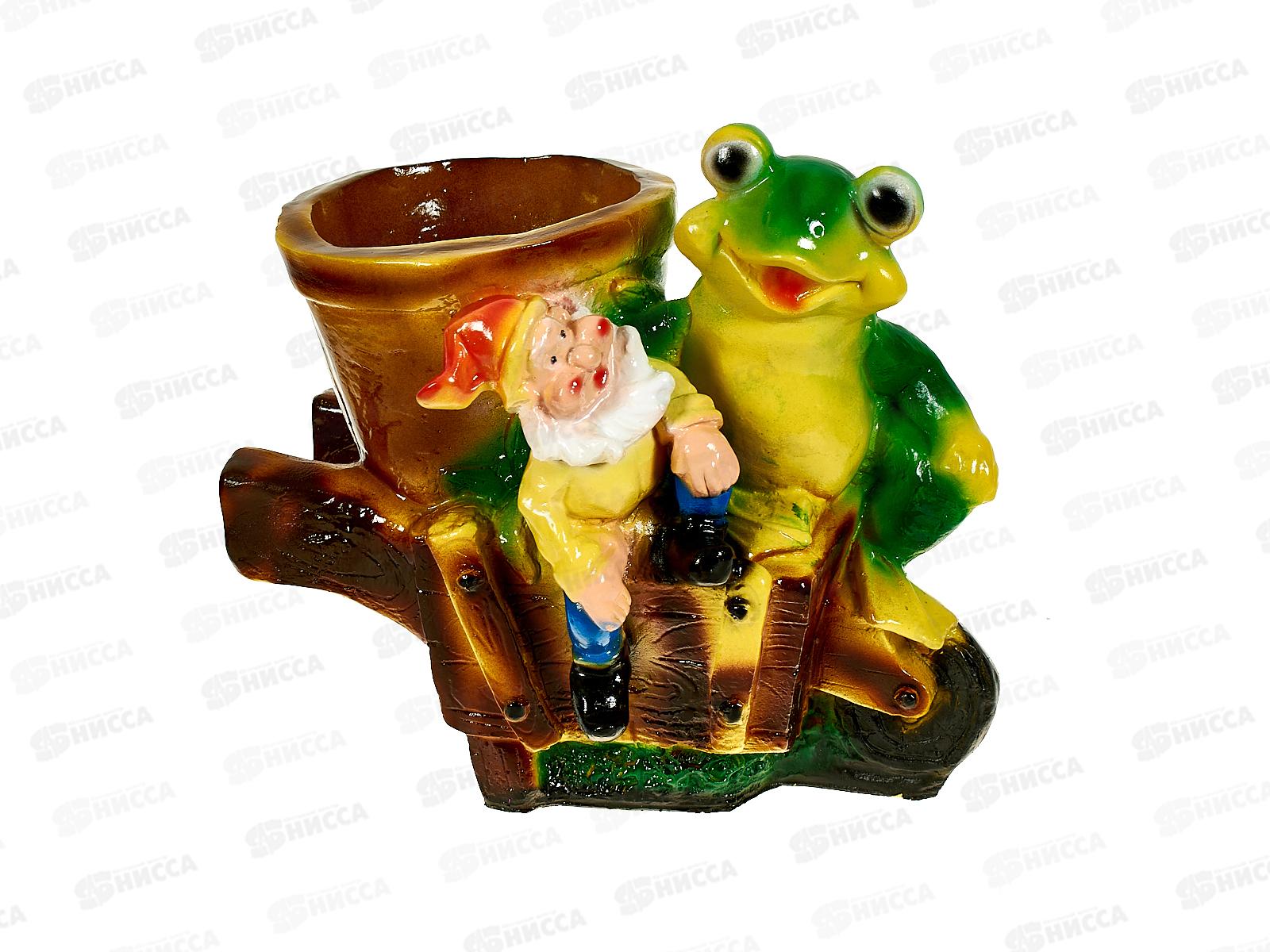 Кашпо &quotЛягушка с гномом на тачке&quot (300*310мм) арт.166