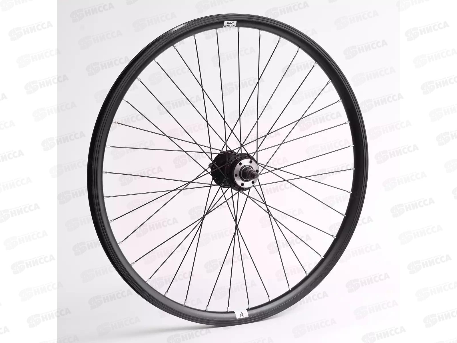 Колесо велосипедное 26" заднее в сборе, под трещотку, v-drake/disc, гайки, 335841