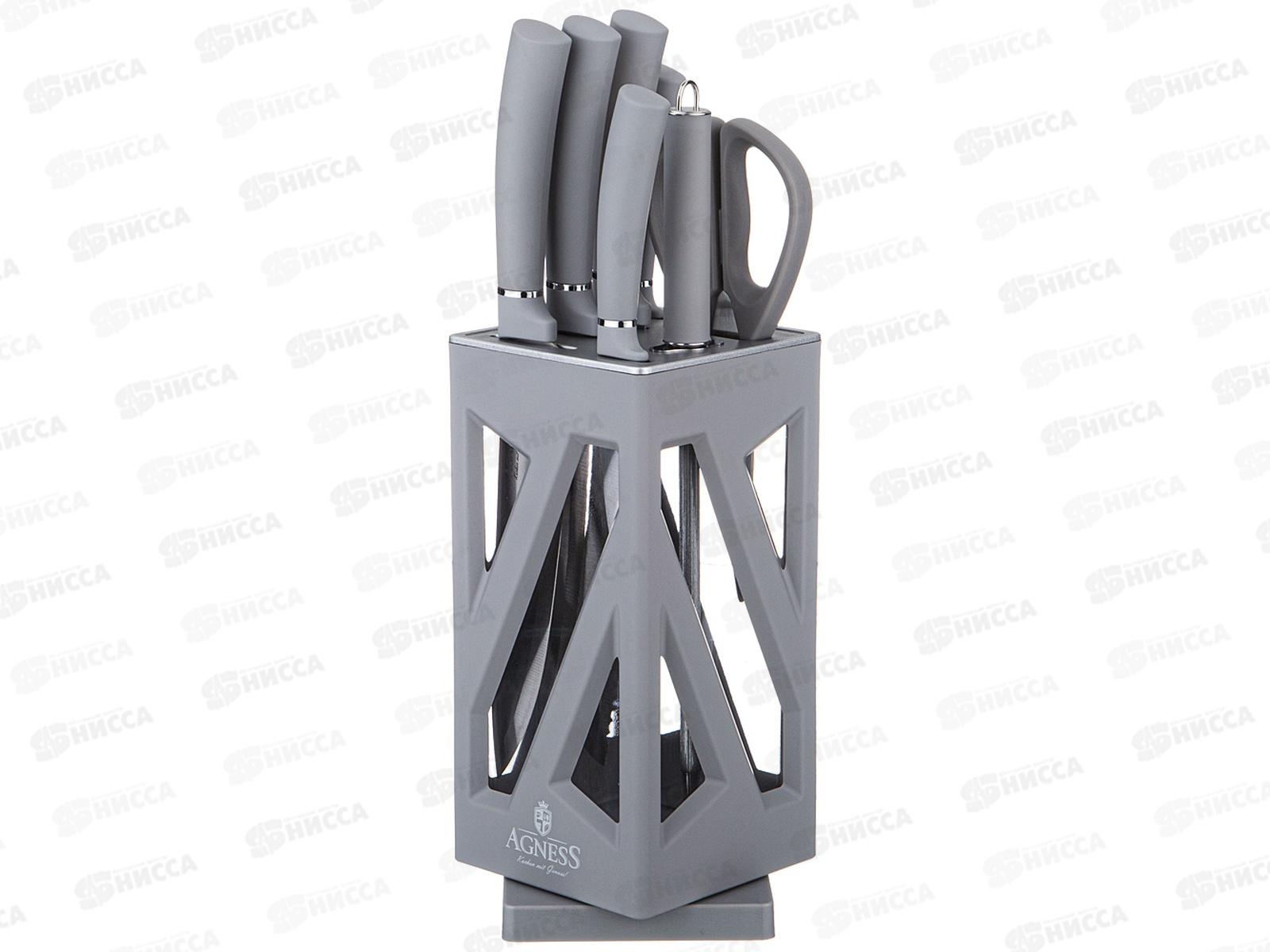 Набор ножей 8 предметов Agness НЖС на пласт подс вращ 911-761
