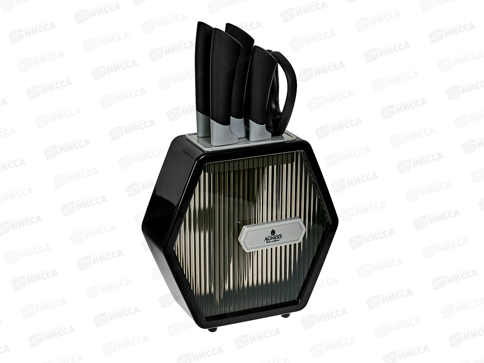 Набор ножей 7 предметов Agness на пластик подставке 911-778