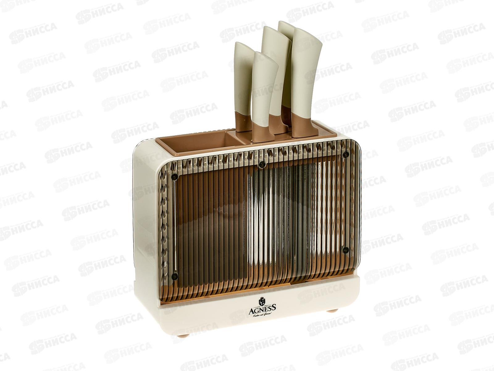 Набор ножей 6 предметов Agness на пластик подставке 911-780