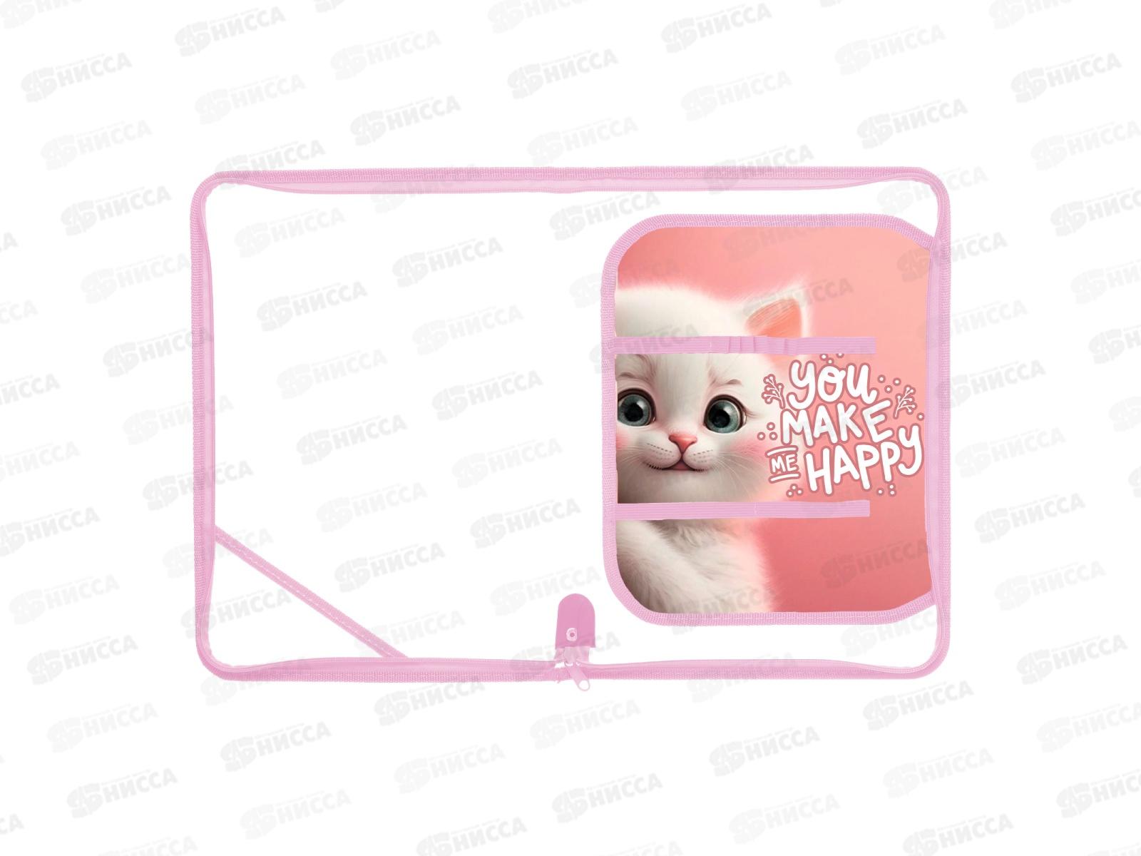 Папка д/труда ПЧЕЛКА А4 молн.вокруг Кошачьи прятки 2024, ПТР-1*50