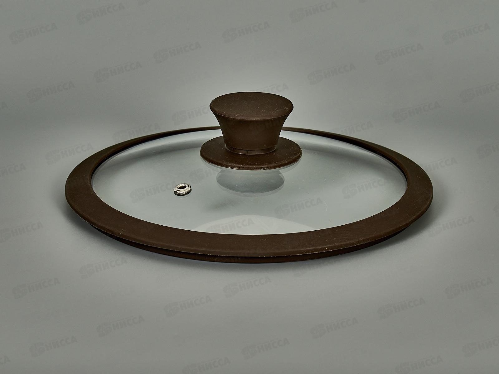 Крышка стеклянная 20см TimA 4820BR с силикон/обод. коричневая