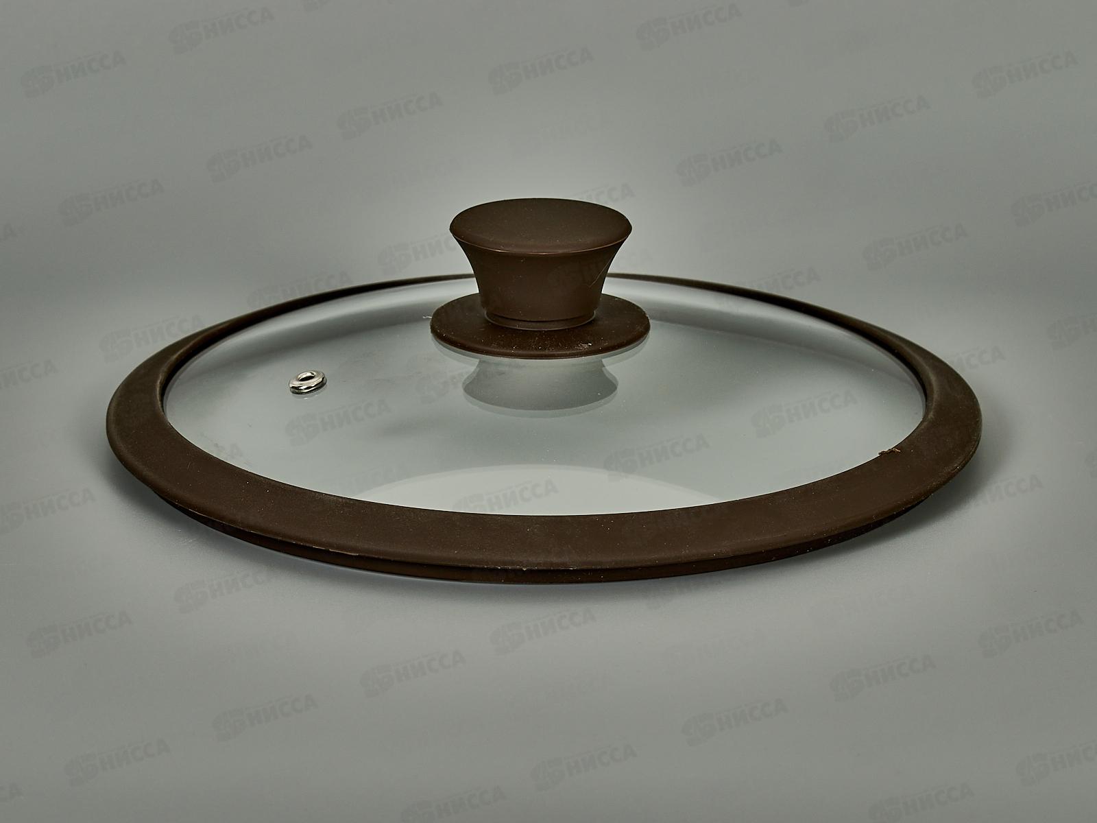 Крышка стеклянная 22см TimA 4822BR с силикон/обод. коричневая