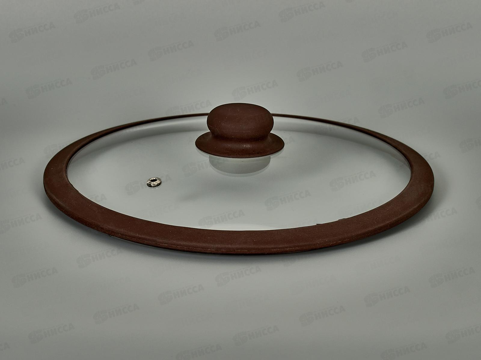 Крышка стеклянная 26см TimA 4826BR с силикон/обод. коричневая