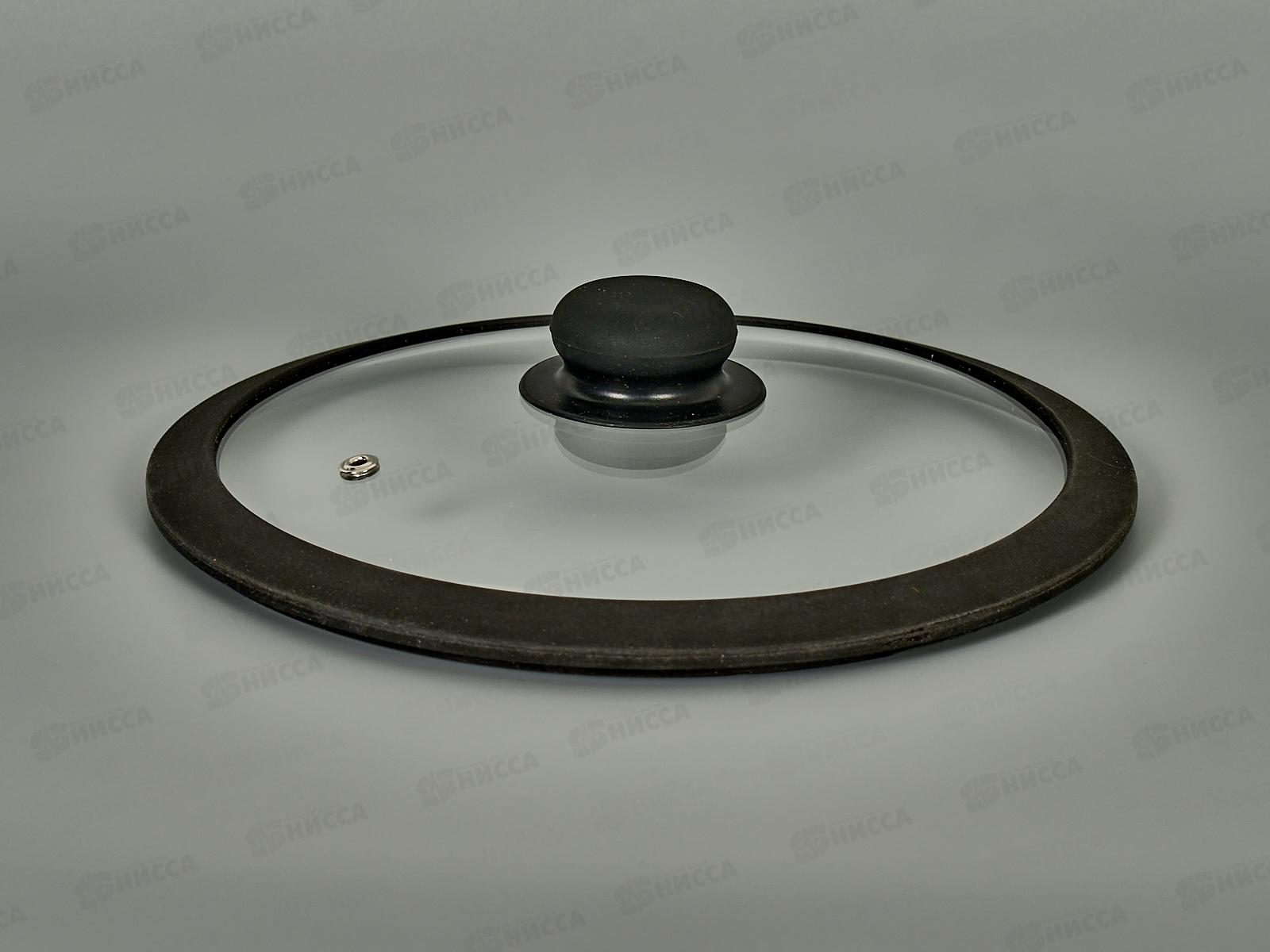 Крышка стеклянная 24см TimA 5024BL с силикон/обод. черная