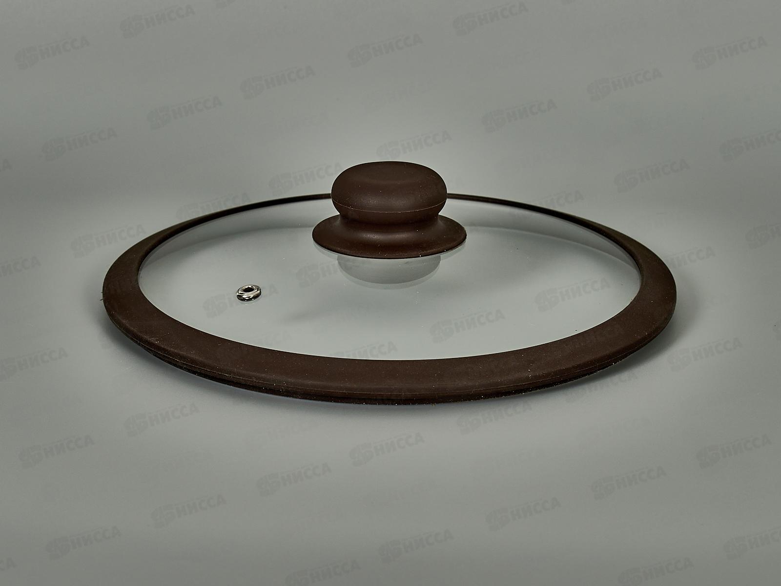 Крышка стеклянная 22см TimA 5022BR с силикон/обод. коричневая