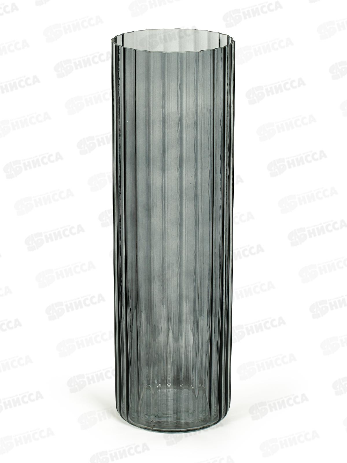 Ваза напольная 1905-Н5 Цилиндр рифленая d-130мм h-410мм Графит