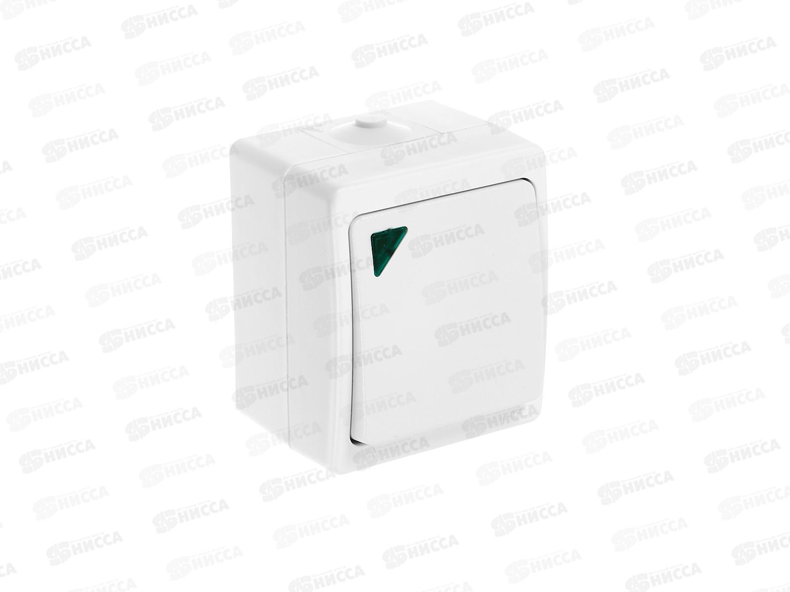 Выключатель Аллегро 1-клавиша открытая установка, 10А, 220В белый подсветка 5563477*10