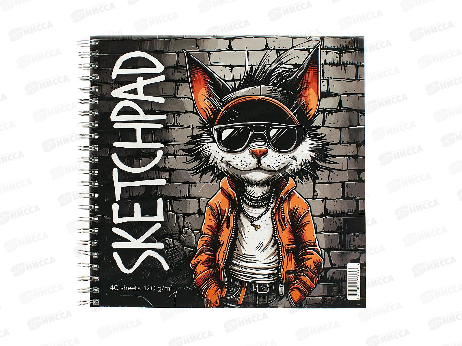 Скетчпад АКАД 40л Крутой котэ 195*195мм 15128-ЕАС *24